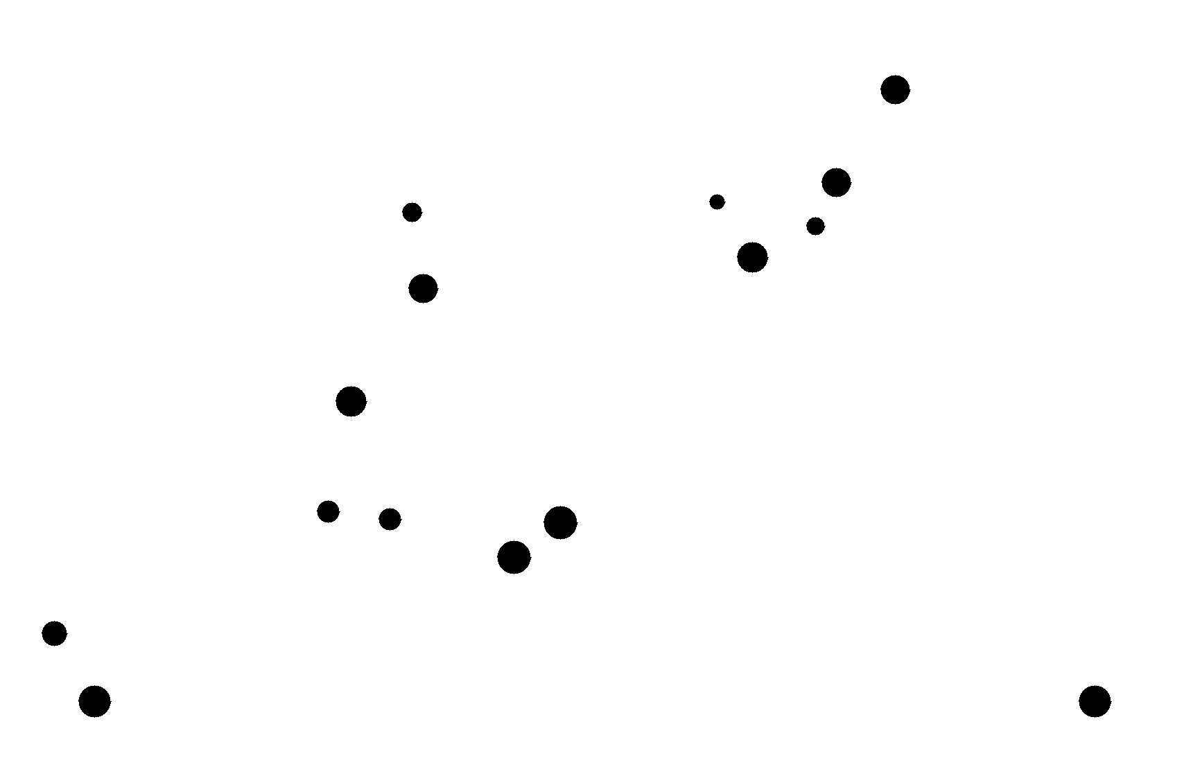 A screenshot of the particles as they bounce about in the particle simulator.